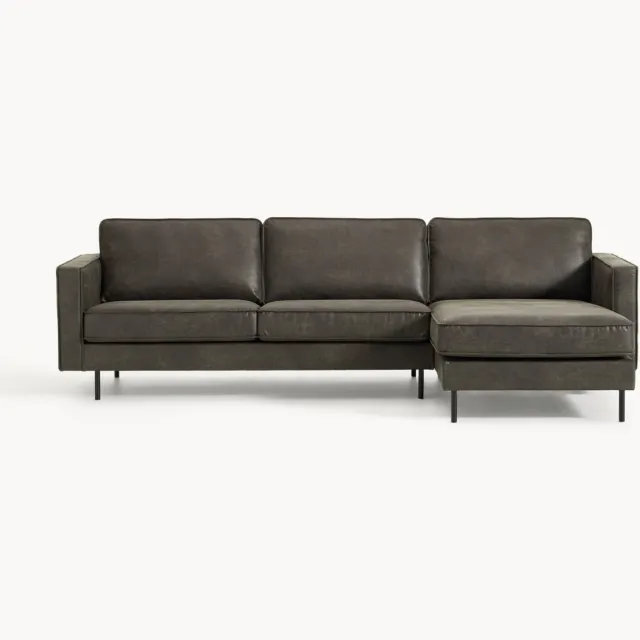 Westwing Collection Leren hoekbank Hunter (4-zits) taupe