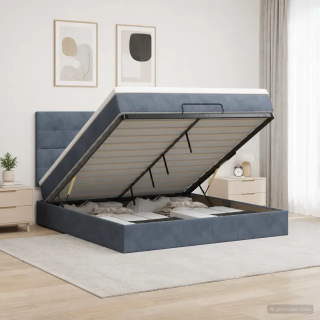 vidaXL Ottoman Bed met Matrassen en LED Donkergrijs 160 x 200 cm