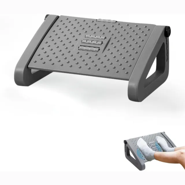 ZRNS® Voetensteun Bureau - Voetenbankje Kantoor - Ergonomisch - Verstelbaar - Anti Slip Grijs