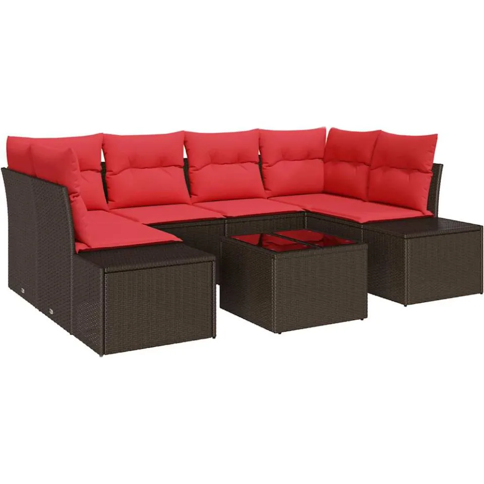 vidaXL Tuin Sofa Set 7 st Bruin poly rattan