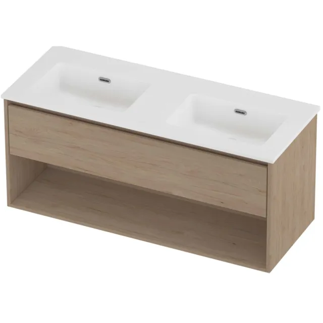 Proline Tribute Badmeubelset Porselein Elegant Met Schap 120x46x54 cm Mat White Ideal Oak Eiken