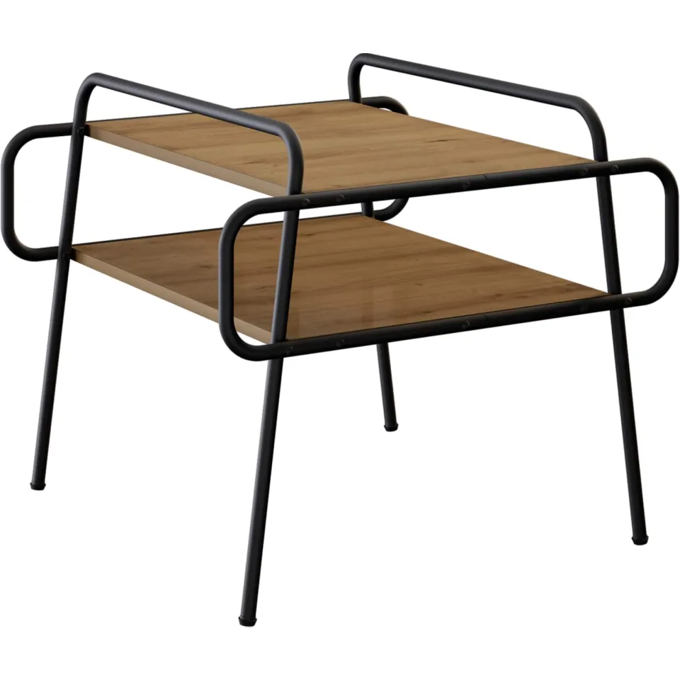 vidaXL Salontafel Artisanaal eiken 60 x 60 x 51 cm Bewerkt hout, foto 3