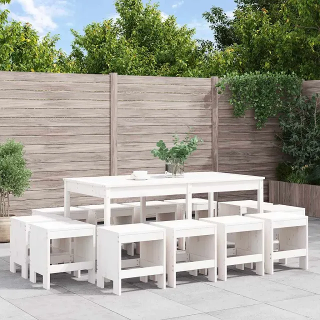 vidaXL 13-delige Tuinset massief grenenhout wit