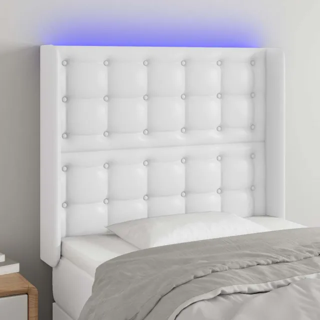 vidaXL Hoofdbord LED 103x16x118/128 cm kunstleer wit