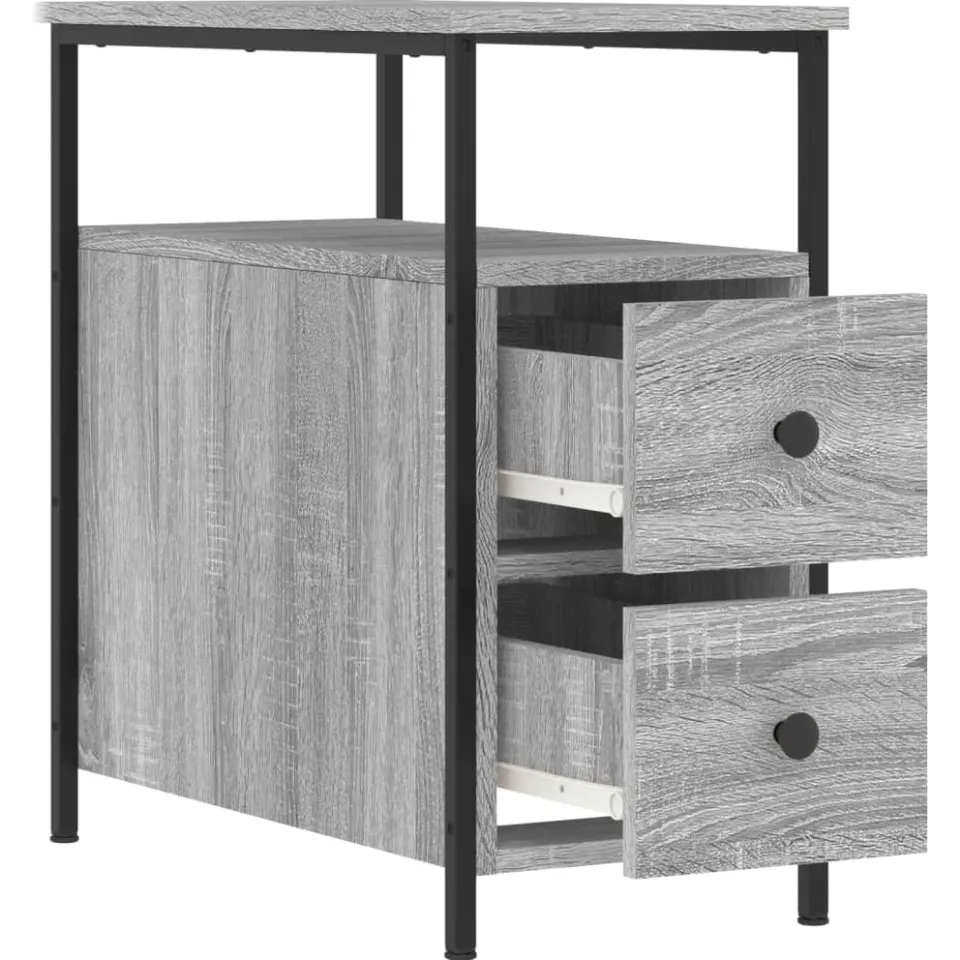 vidaXL Nachtkastje 30x60x60 cm bewerkt hout grijs sonoma eikenkleurig, foto 4