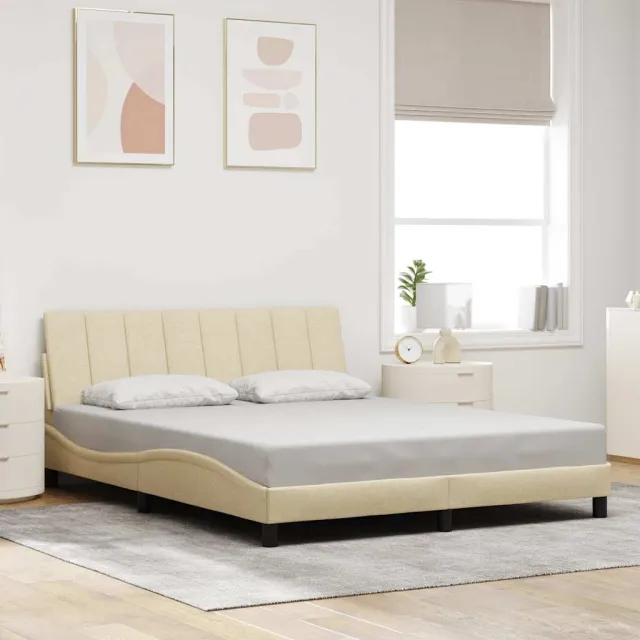 vidaXL Bedframe zonder matras "Hanko" stof crèmekleurig 160x200 cm