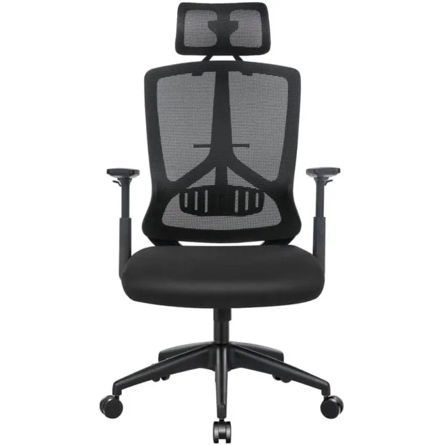 Klarven Bureaustoel Zwart - Ergonomische Bureaustoel - Office Chair - Bureaustoelen - Met Lendensteun - Verstelbare Hoofdsteun en Armleuningen