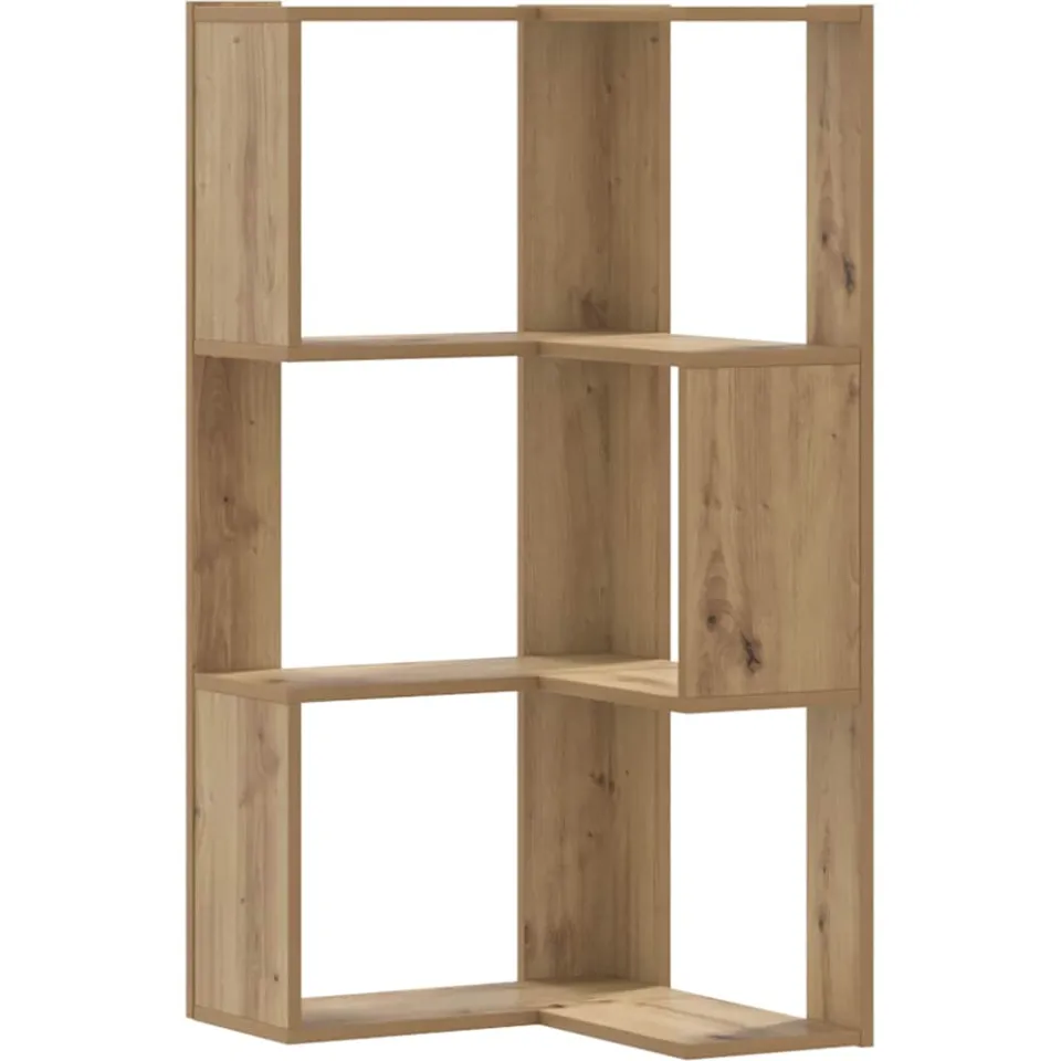 vidaXL Boekenkast 3-laags hoek 50x50x102 cm hout artisanaal eikenkleur, foto 3