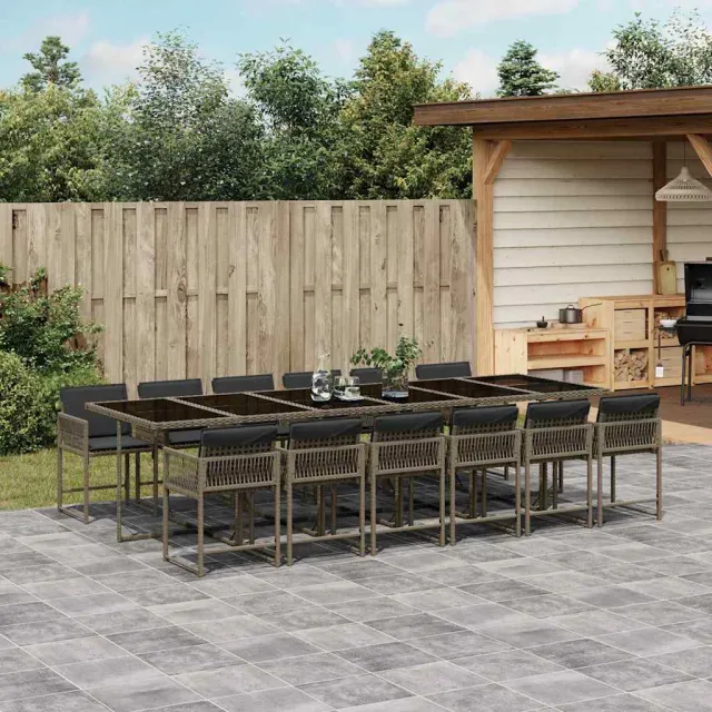 vidaXL 13-delige Tuinset met kussens poly rattan zwart, foto 2