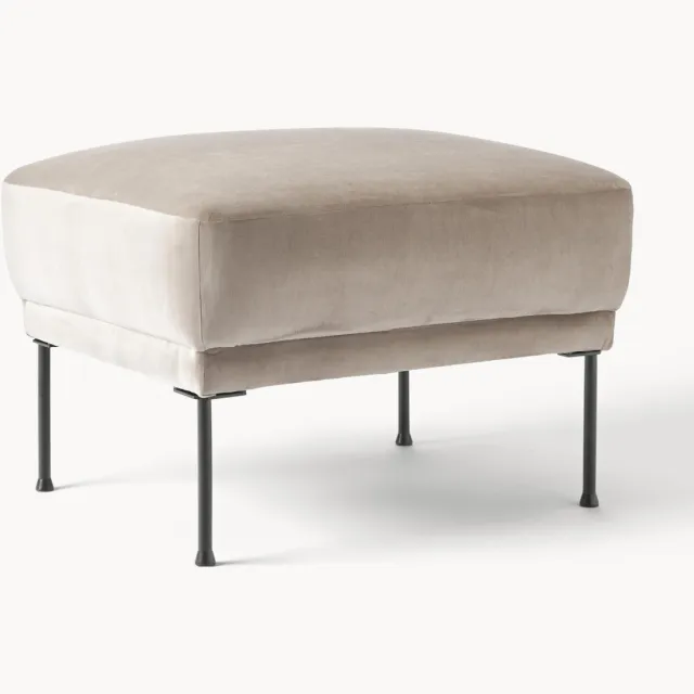 Westwing Collection Fluwelen poef Fluente taupe