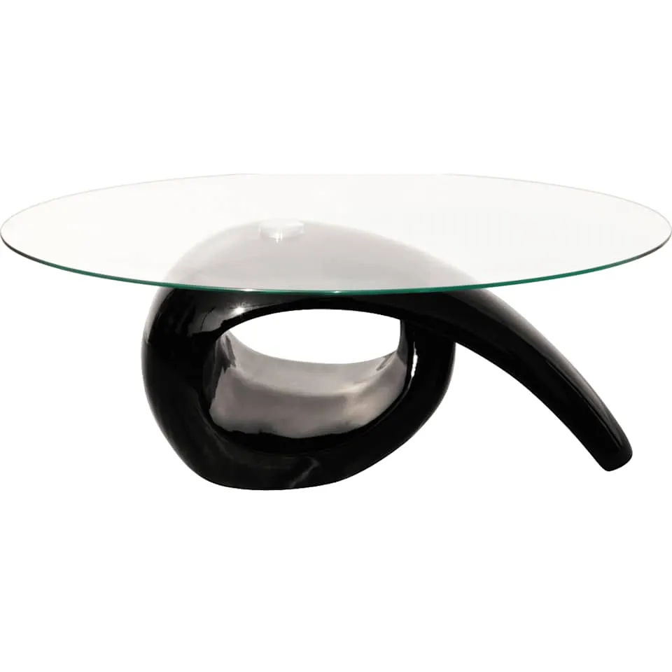 vidaXL Salontafel met ovaal glazen tafelblad hoogglans zwart