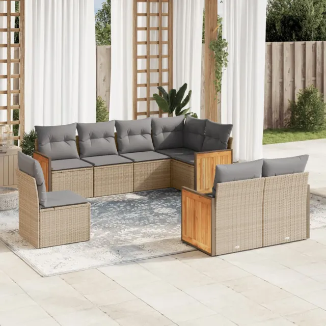 vidaXL 8-delige Loungeset met kussens poly rattan beige, foto 2
