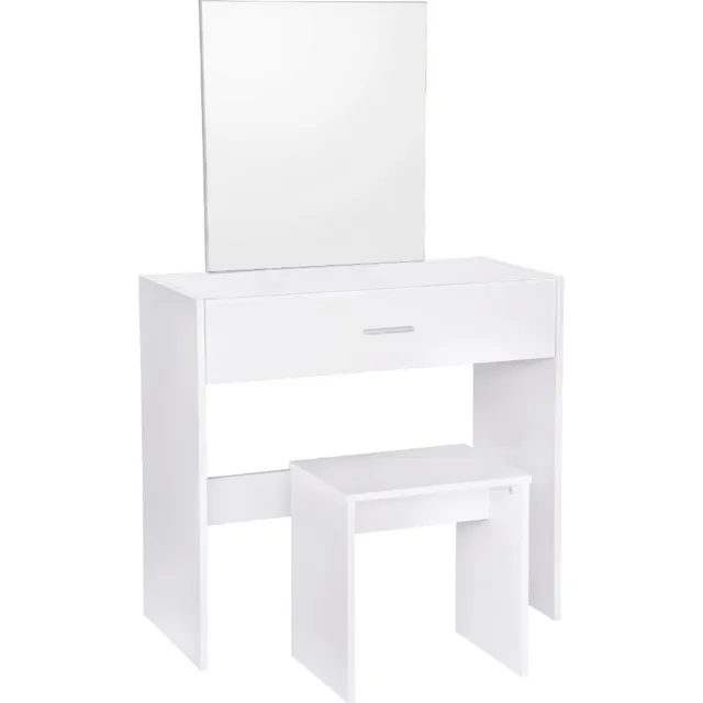 KAMYRA Houten Kaptafel met Spiegel & Opbergruimte - Toilettafel, Kaptafels, Make Up Tafel, Bureau - 82x39x75 cm - Wit