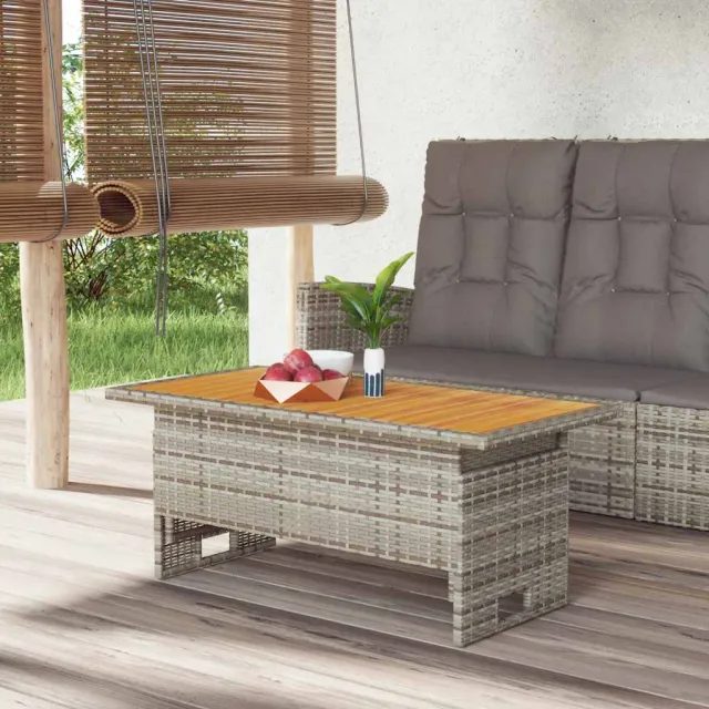 vidaXL Tuintafel 100x50x43/63 cm acaciahout en poly rattan grijs, foto 2