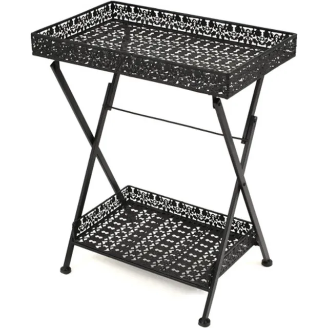 vidaXL Theetafel - vintage - stijl - inklapbaar - 58x35x72 - cm - metaal - zwart