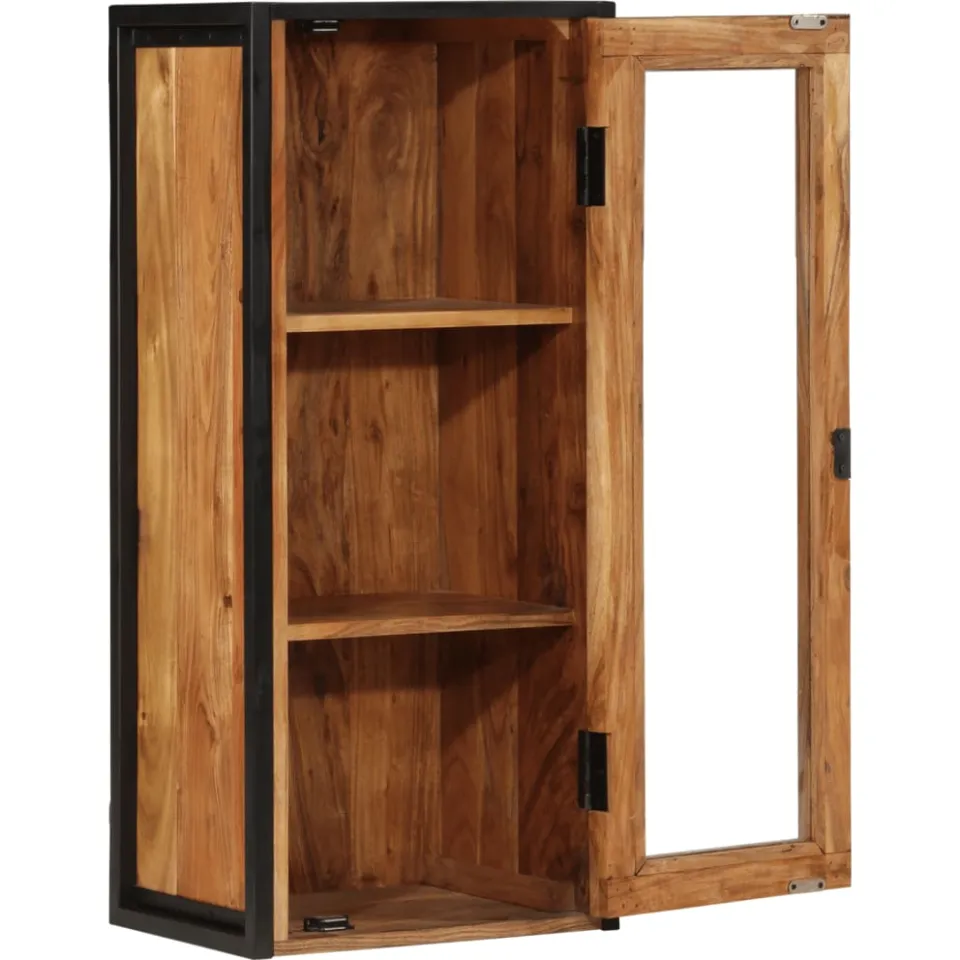 vidaXL Badkamerwandkast 40x30x90 cm massief acaciahout en ijzer bruin, foto 2