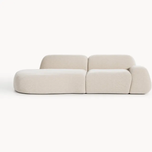 Westwing Collection Modulaire teddy chaise longue Wolke (3-zits) beige