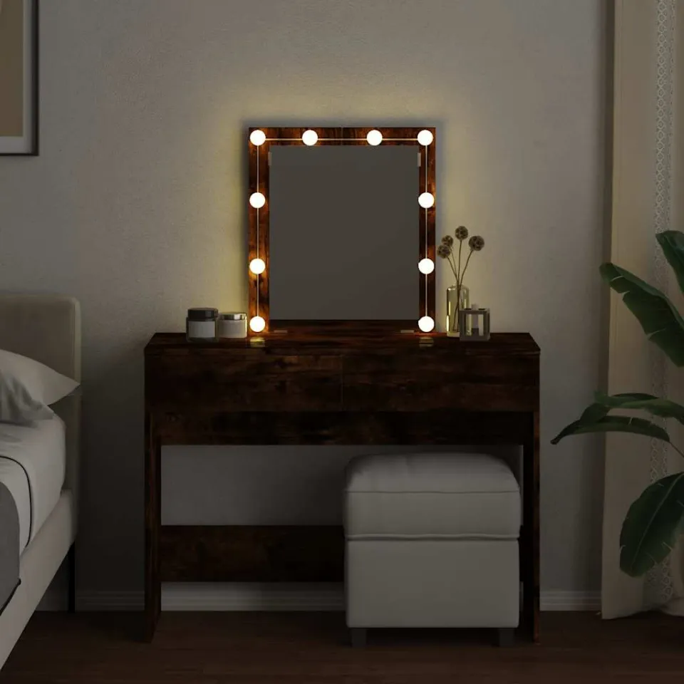 vidaXL Kaptafel met LED 100x40x130 cm gerookt eikenkleurig, foto 3