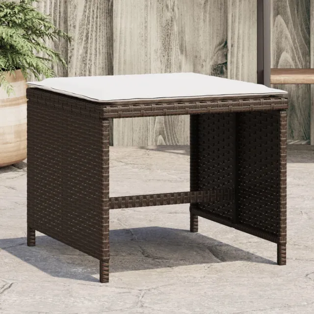 vidaXL Tuinkrukken 4 st met kussens 40x40x35 cm poly rattan bruin, foto 2