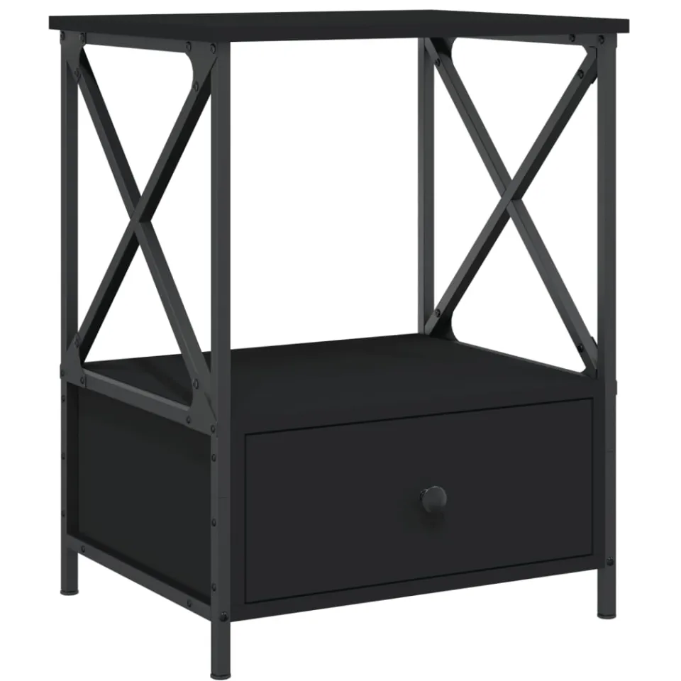 vidaXL Nachtkastjes 2 st 50x41x65 cm bewerkt hout zwart