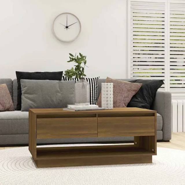 vidaXL Salontafel 102,5x55x44 cm bewerkt hout bruin eikenkleurig, foto 2