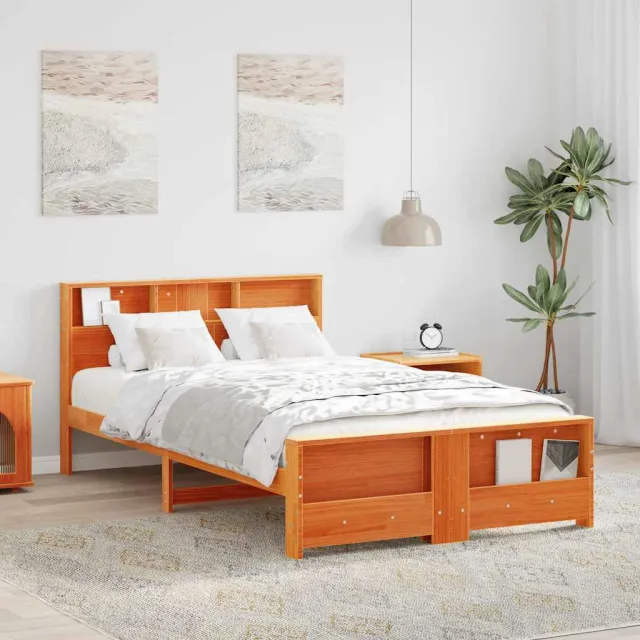 vidaXL Bedframe met plank Wasbruin 120 x 200 cm Massief grenenhout