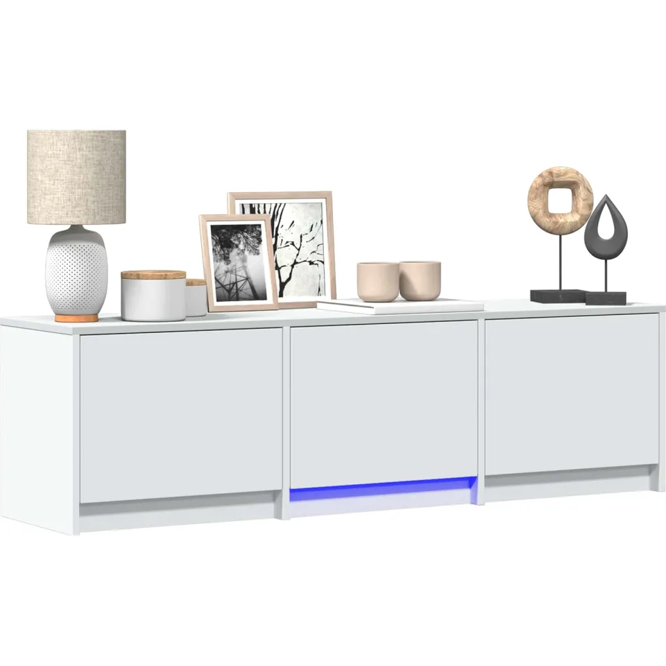 vidaXL TV-kast met LED 140 x 34 x 40 cm Wit Geconstrueerd hout
