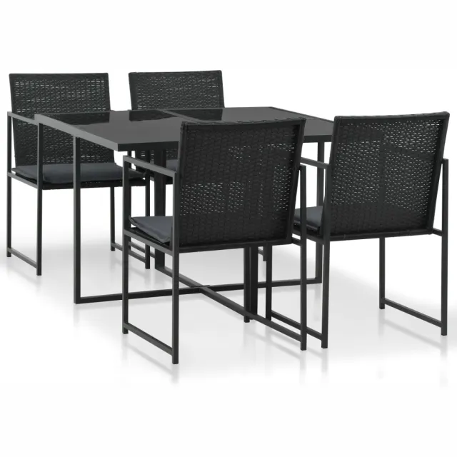 vidaXL 5-delige Tuinset met kussens poly rattan zwart, foto 2