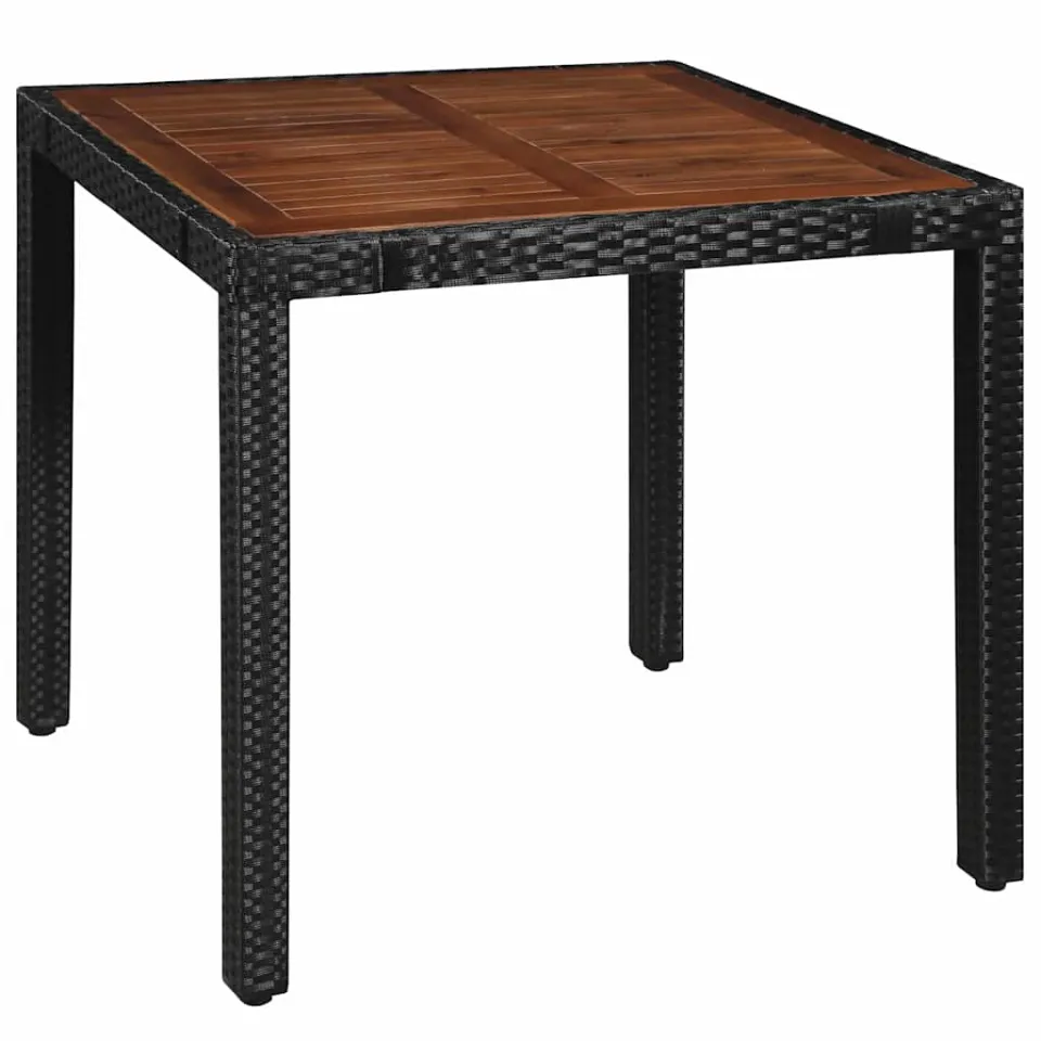 vidaXL 5-delige Tuinset poly rattan en acaciahout zwart, foto 2