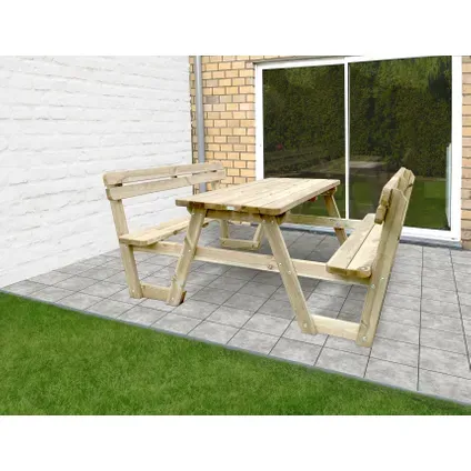 Solid Picknicktafel Set + Leuning Hout 180cm groen, foto 3