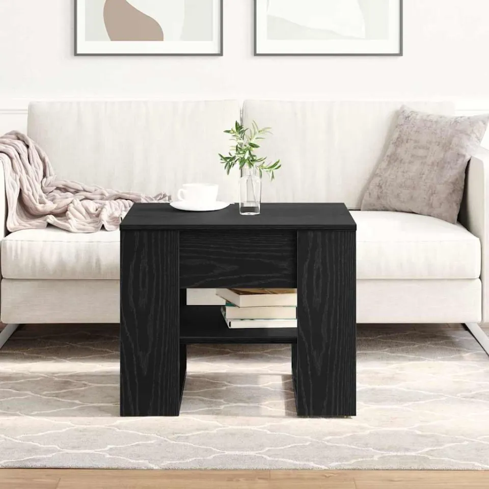 vidaXL Salontafel Zwart Eiken 55,5 x 55 x 45 cm Bewerkt hout, foto 4