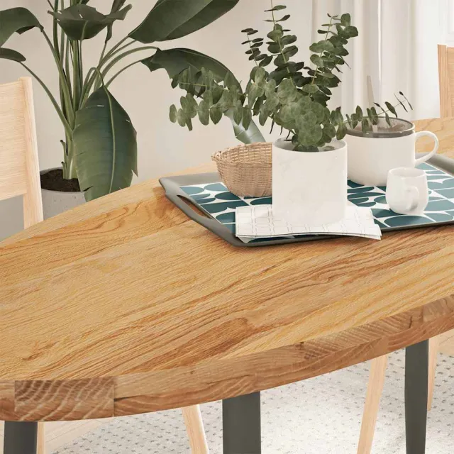 vidaXL Tafelblad 140x60x4 cm ovaal massief eikenhout lichtbruin