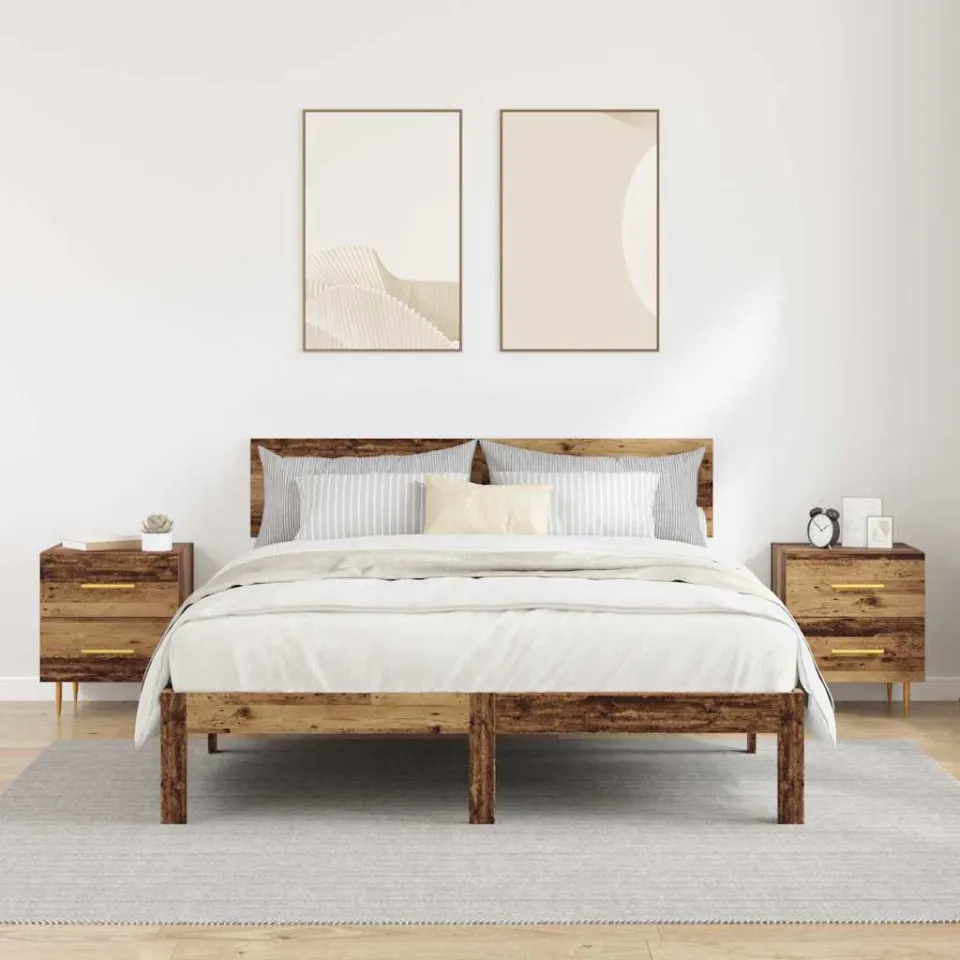 vidaXL Nachtkastje 2 st Oud Hout 40 x 35 x 47,5 cm Bewerkt hout bruin, foto 4