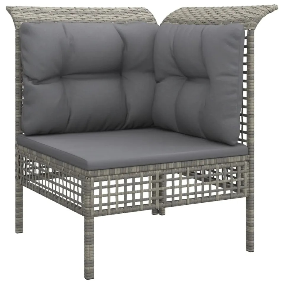 vidaXL 6-delige Loungeset met kussens poly rattan grijs, foto 3