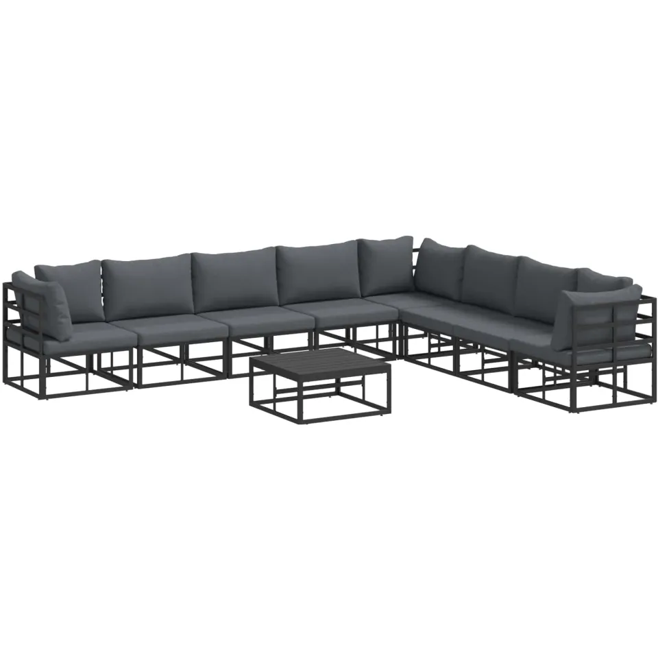 vidaXL Tuinbankenset 9 st Zwart Aluminium