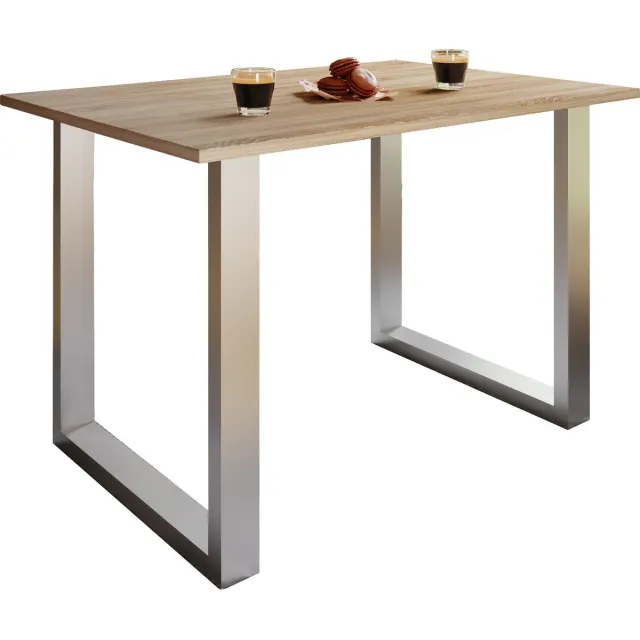 Vcm kleine tafel en stoelen, tafelstoel, eettafel en stoelen, kleine eettafel en stoelen, tafels en stoelen, compacte tafel en stoelen, kleine keukentafel en stoelen, tafel- en stoelset, keukentafels en stoelen, eettafels en stoelen Silber / Sonoma-Eiche