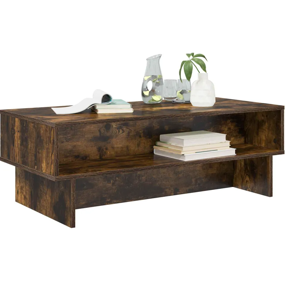 vidaXL Salontafel Gerookt eiken 100 x 46 x 35 cm Bewerkt hout Bruin