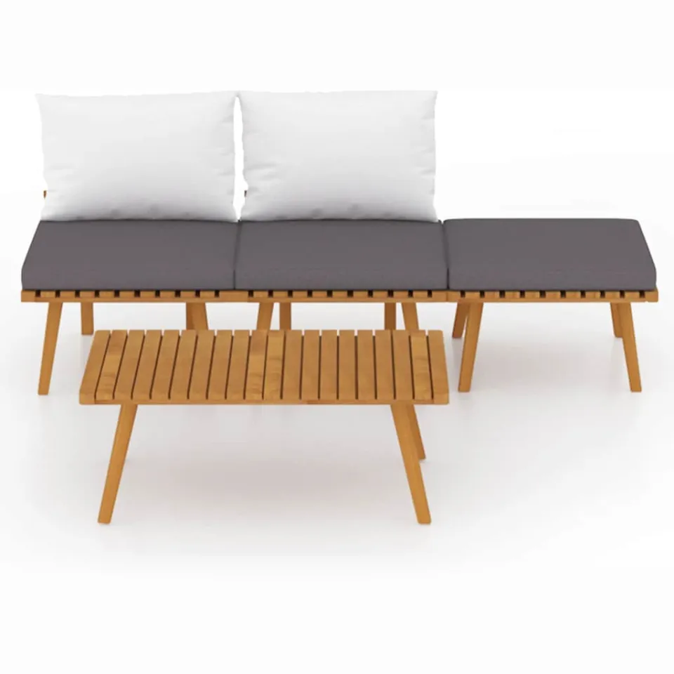 vidaXL 4-delige Loungeset met kussens massief acaciahout Bruin