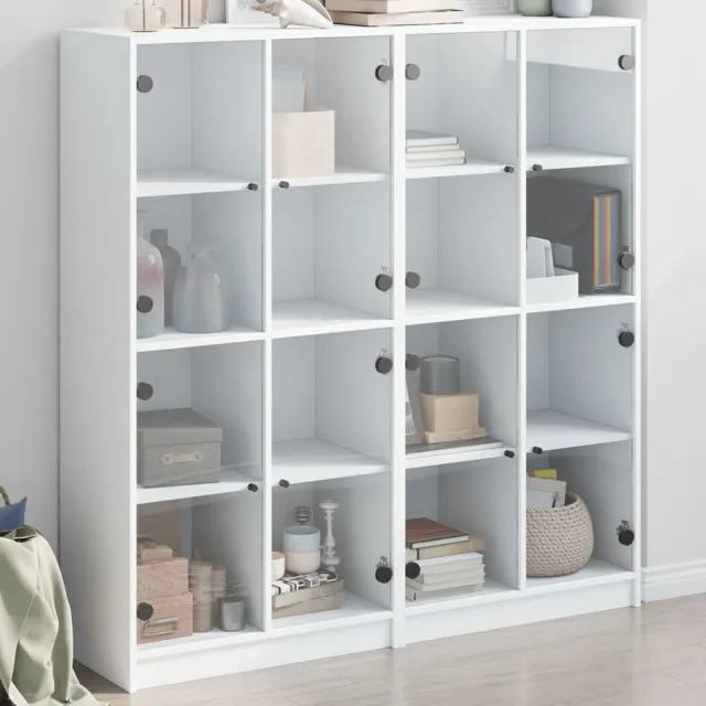 vidaXL Boekenkast met deuren 136x37x142 cm bewerkt hout wit, foto 2