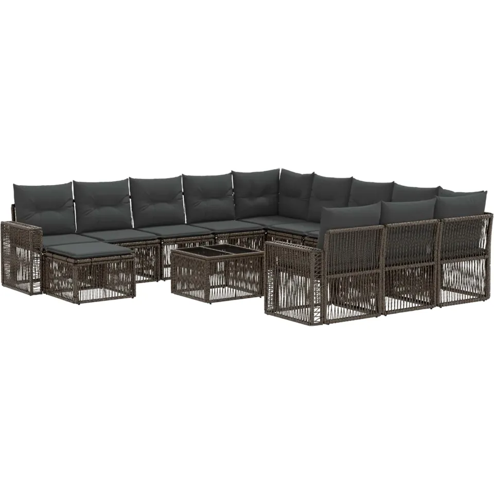 vidaXL Tuinbankenset 13 st 12-zits Grijs en Donkergrijs poly rattan, foto 3