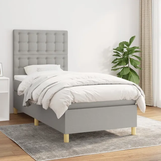 vidaXL Boxspring met matras stof lichtgrijs 80x200 cm grijs