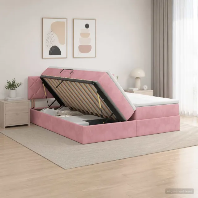 vidaXL Opslag bed met hoofdeinde 2 st Roze