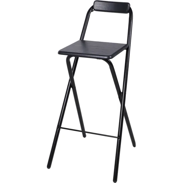 Urban Living “PRATIK” SET OF 4 FOLDING BAR STOOLS WITH BACKREST, BLACK, 48×43×H98 CM Zwart