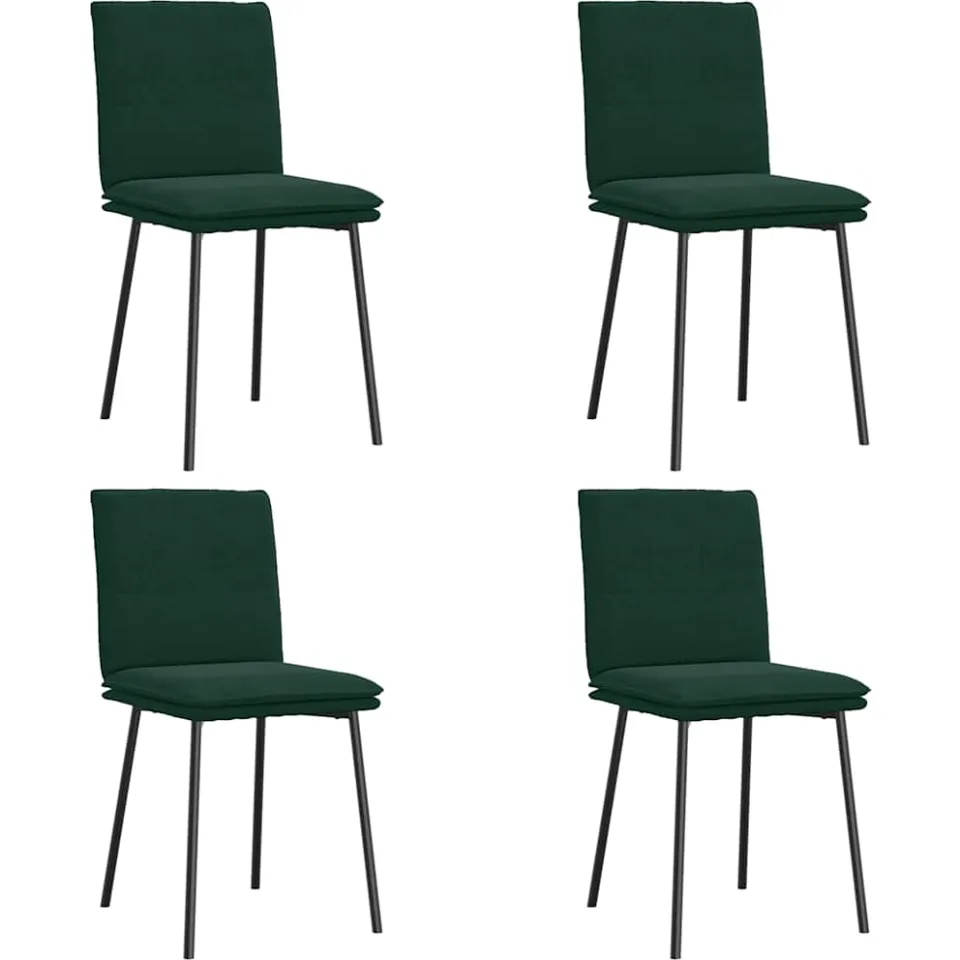 vidaXL Eetkamerstoelen 4 st fluweel donkergroen groen, foto 3