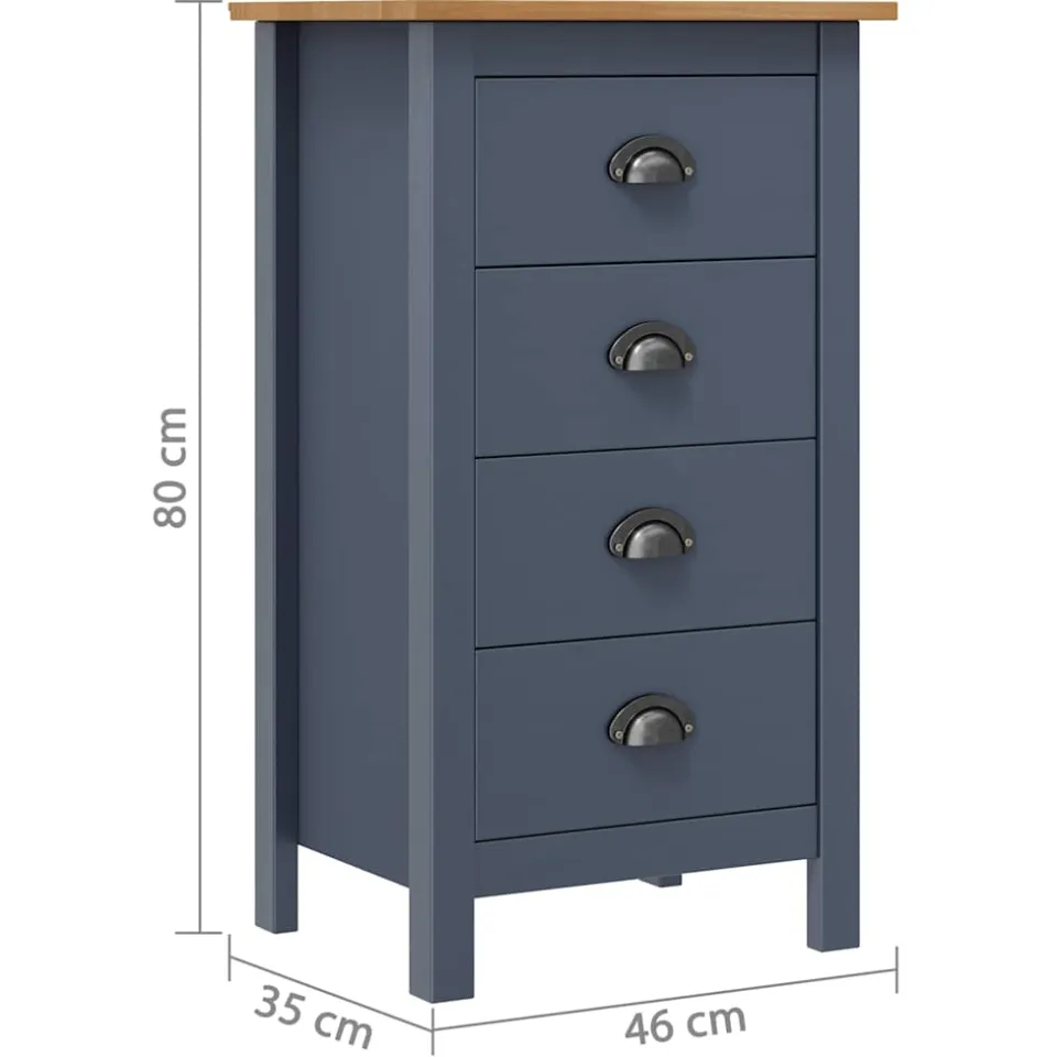 vidaXL Dressoir Hill 46x35x80 cm massief grenenhout grijs, foto 4