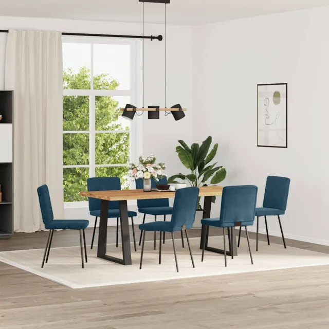 vidaXL Eetkamerstoelen 6 st fluweel blauw