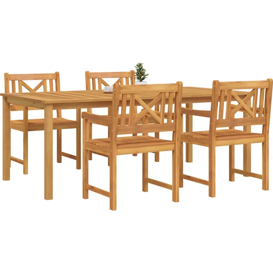 vidaXL Tuin eettafelset 5 st Bruin Massief Acaciahout, foto 2