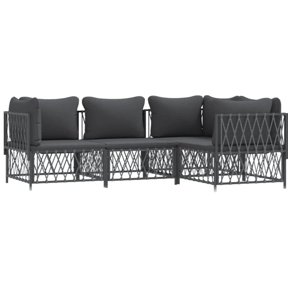vidaXL 4-delige Loungeset met kussens staal antracietkleurig Anthraciet