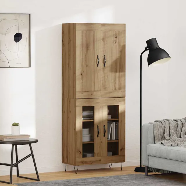 vidaXL Hoge kast Artisan Eiken 69,5 x 34 x 180 cm Bewerkt hout, foto 2