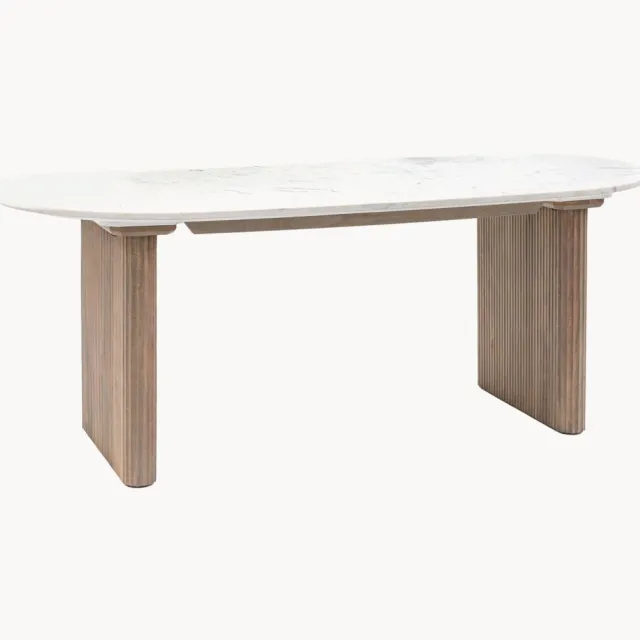 Gallery Direct Ovale eettafel Marmo, 200 x 90 cm Wit